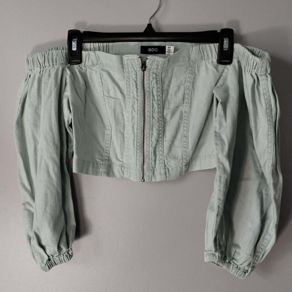 BDG  SP hippie jean drop shoulder cropped top NWT